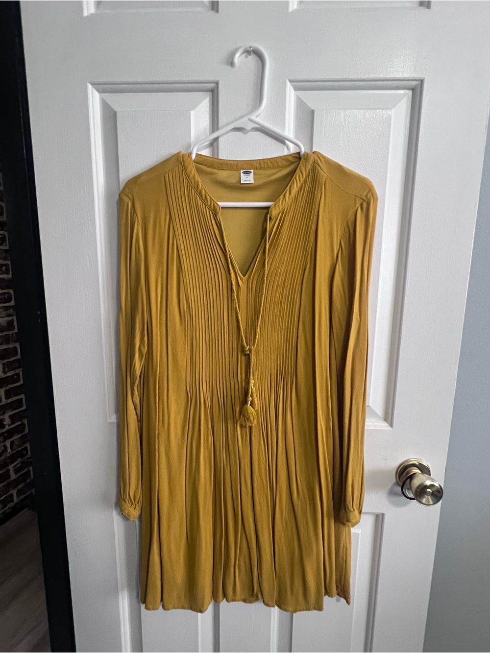 Old Navy Mustard Yellow V-Neck Tassel Top